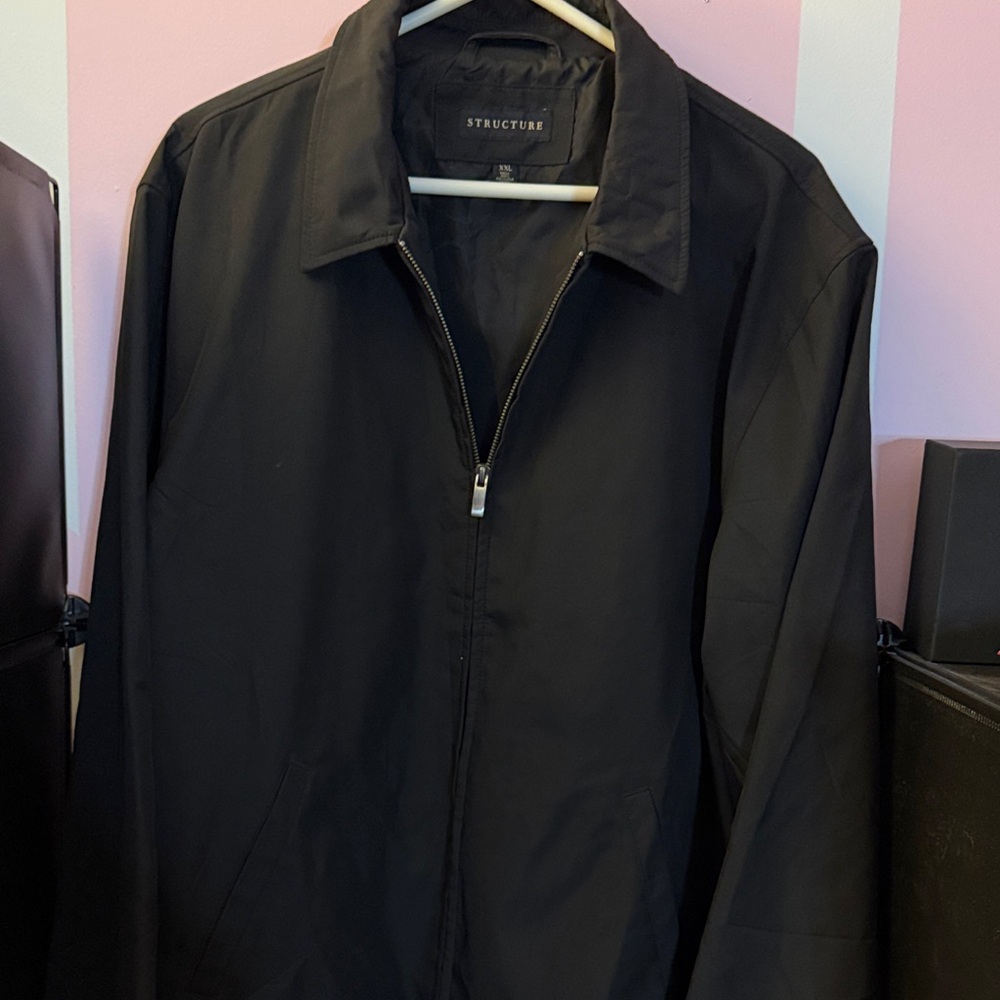🎆🎇🎆🎇Structure Men's Classic Black Lightweight Jacket🎆🎇🎆🎇🎆🎇